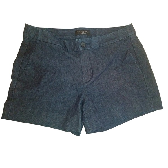 Banana Republic Pants - Banana Republic Hampton Fit Shorts Womens 4 27 Dark Wash Denim Blue Chambray